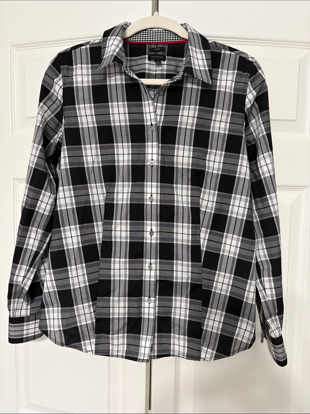 Talbots Black & White Plaid Button-Down Shirt